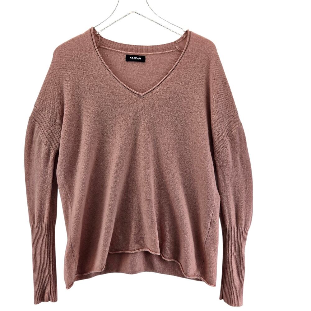 Nadaam 100% Cashmere‎ Sweater Womens Medium Dusky Pink V-Neck Long Sleeve Luxury
